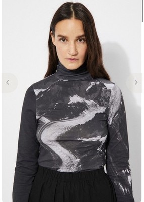 NWT RITA ROW Tallada Top Mountain Print Long Sleeve Turtleneck Shirt L