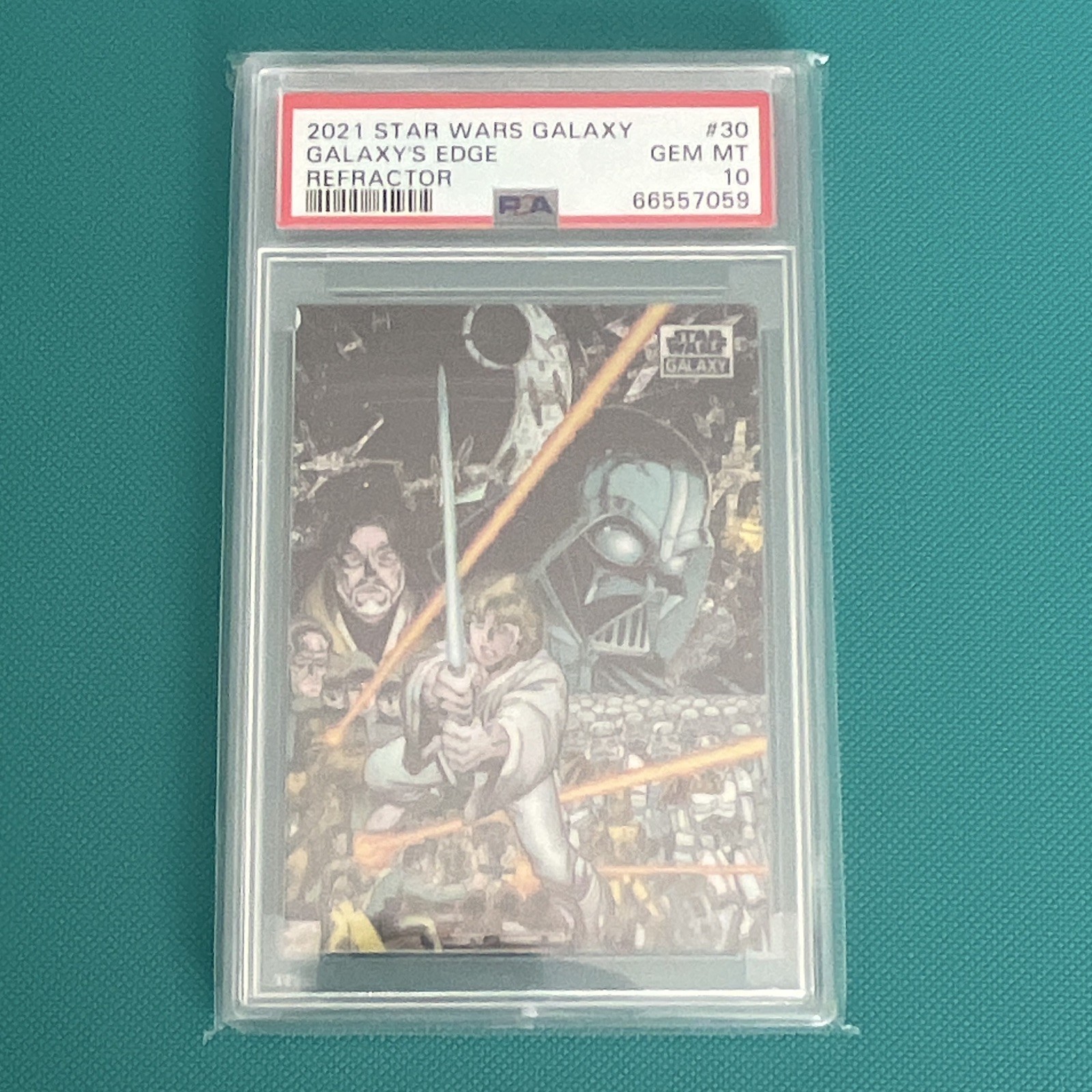 Topps 2021 Star Wars Galaxy #30 Galaxy's Edge Refractor PSA 10