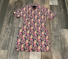 Zara Retro Printed High Collared Mini Dress size M Bloggers Favorite 8944/655