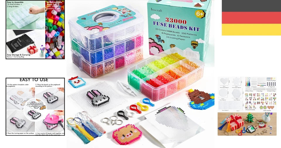 33000 Bügelperlen in 33 Farben – für kreatives Basteln ab 3 Jahren - Bild 2 von 4