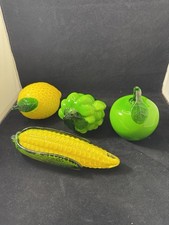 Vintage Murano Style Hand Blown Art Glass Veggie/fruit. Lot of 4 Figurine Decor