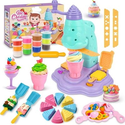 EIS Knete Set für Kinder - DIY Knete Eismaschine Set Zubehör Spielzeug Geschenk