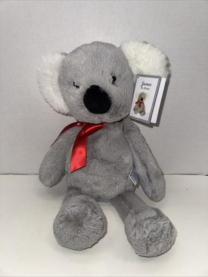 Aurora James Plush Gray Koala Bear 15'' Red Bow White Ear Teddy Stuffie Lovey Toy