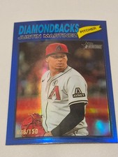 Justin Martinez 2026 Topps Heritage Blue Chrome Baseball Card SP #263 /150