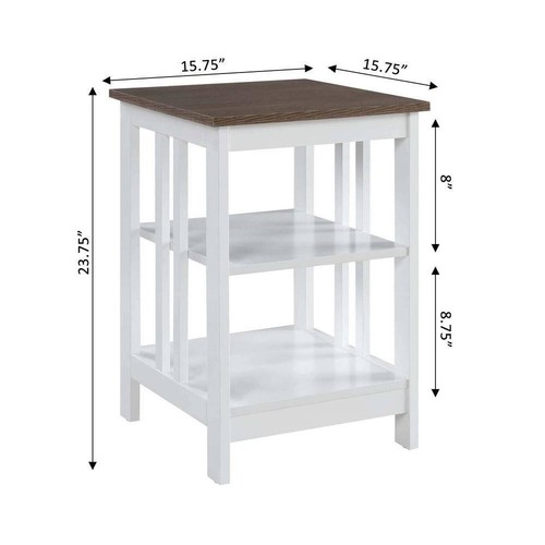 Convenience Concepts Mission 15.75 in. Driftwood/White Standard Height Square - Picture 4 of 6
