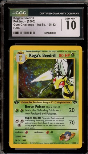 Pokemon Koga's Beedrill Gym Challenge 1st Edition Holo Rare #9 CGC 10 Gem Mint