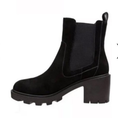 Lisa Vicky Jolt-V Black Split Suede Boots Size 7.5 New in Box NIB