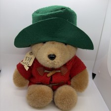 Paddington Bear Plush Toy Red Coat Green Hat Eden vintage Ripped Tag Used
