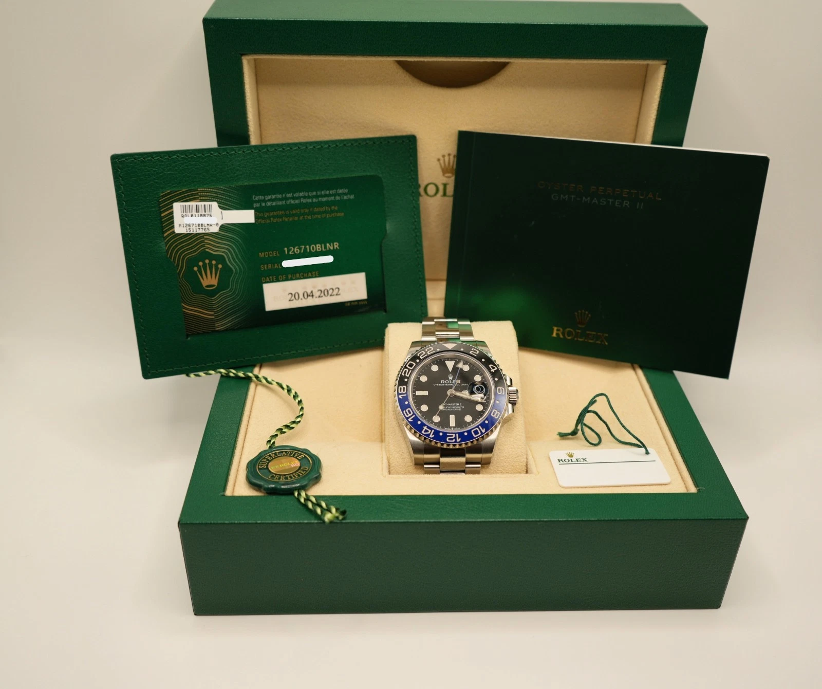 Rolex GMT Master II 126710BLNR Batman Blue Black Bezel Oyster Bracelet Full Set