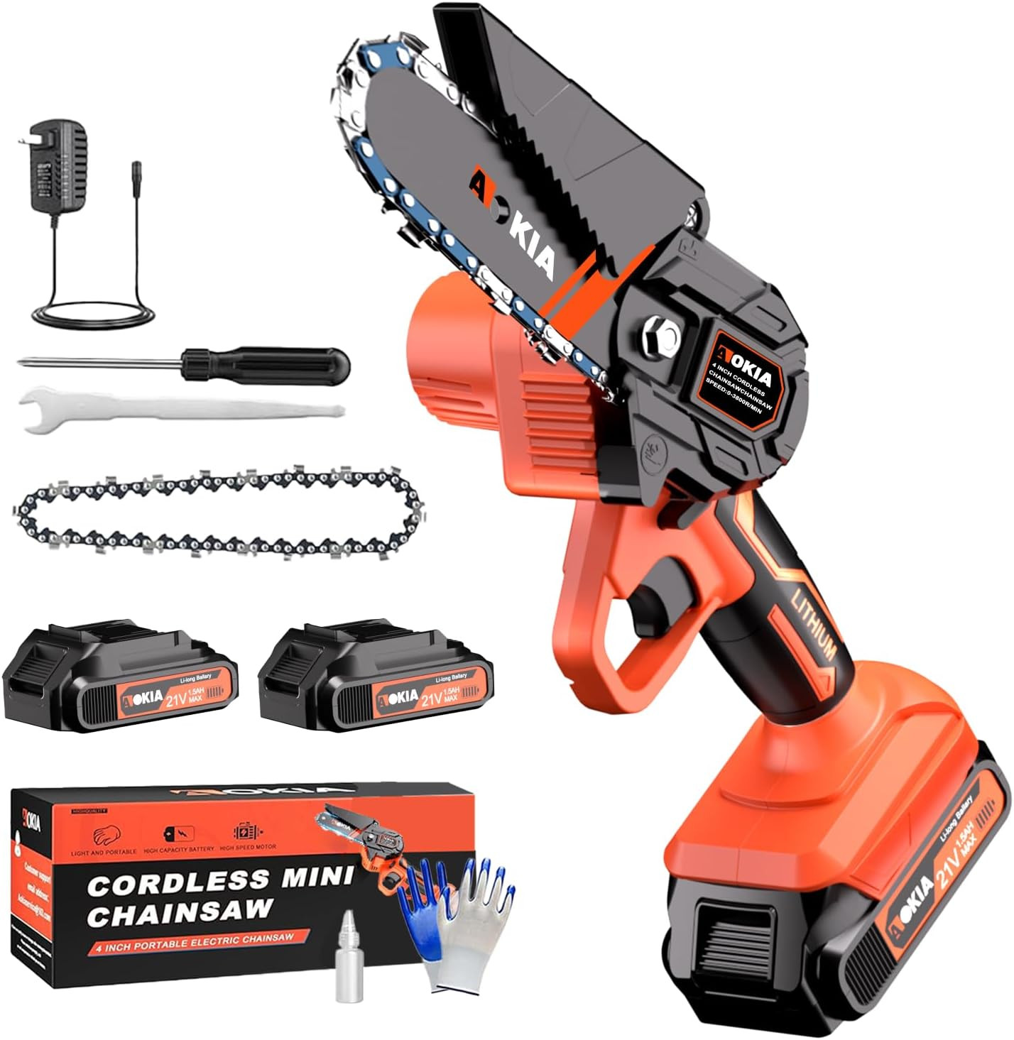 Cordless Mini Chainsaw 21V,4In Electric Chainsaw,Handheld & Portable Power Chain
