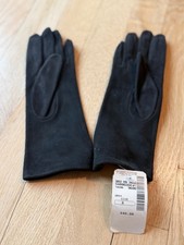 NWT Vintage Saks Fifth Ave Womens Dark Gray Leather Suede Gloves Size 6 Italy