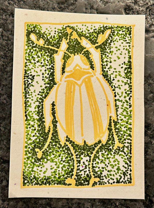 ACEO Original 2.5x3.5 Ink/ Marker Drawing Signed Insect on Cardstock