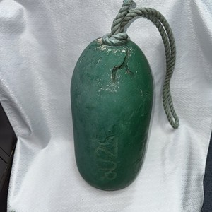 Marine Buoy Vintage Boat Fishing Float Rope Shackle Green Weathered Dock Decor