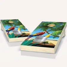Parrot Cornhole Boards Skips Garage Portable Tailgate Backyard Game Set
