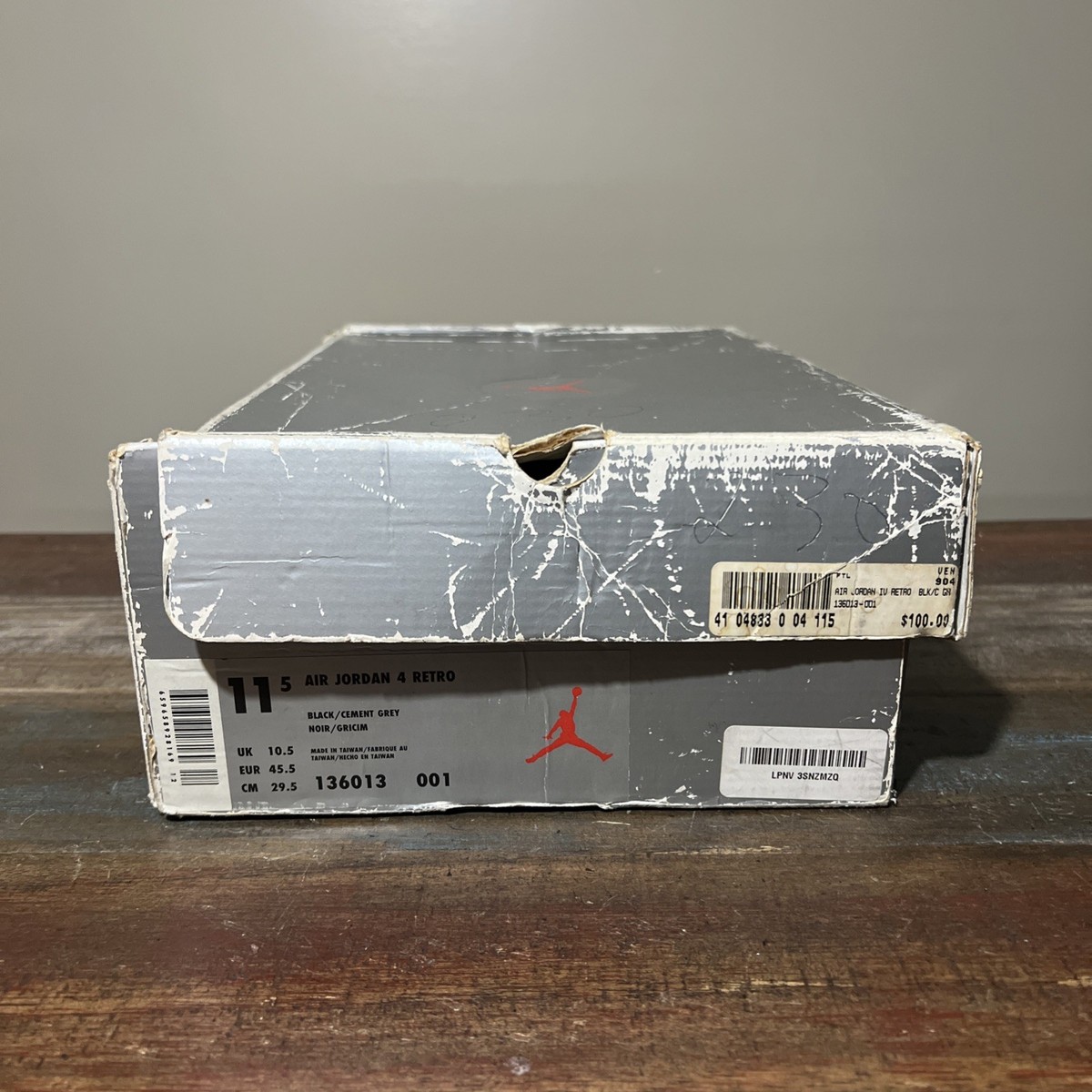Nike Air Jordan 4 Retro Black Cement 1999 Shoe Box? White 