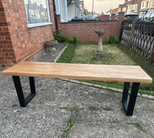 John Lewis Calia Oak  3 seater  Bench, Brown/Black, 147L x 42W x 46H cm