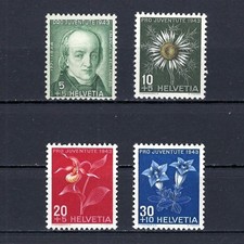 Schweiz/Suisse 1943: Pro Juventute - E.Fellenberg/Blumen **/MNH; Mi.-Nr. 424-27