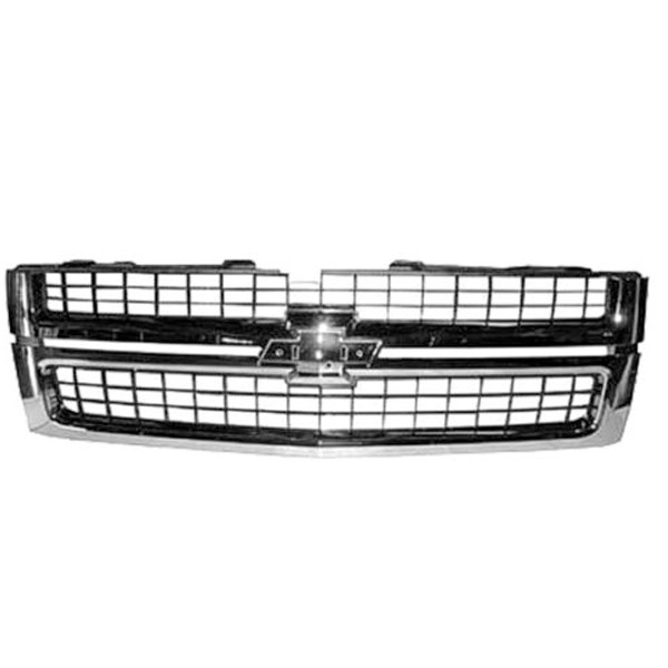 For 2007-2010 Silverado 2500 HD Front Center Grills Chrome Shell, Black Insert C