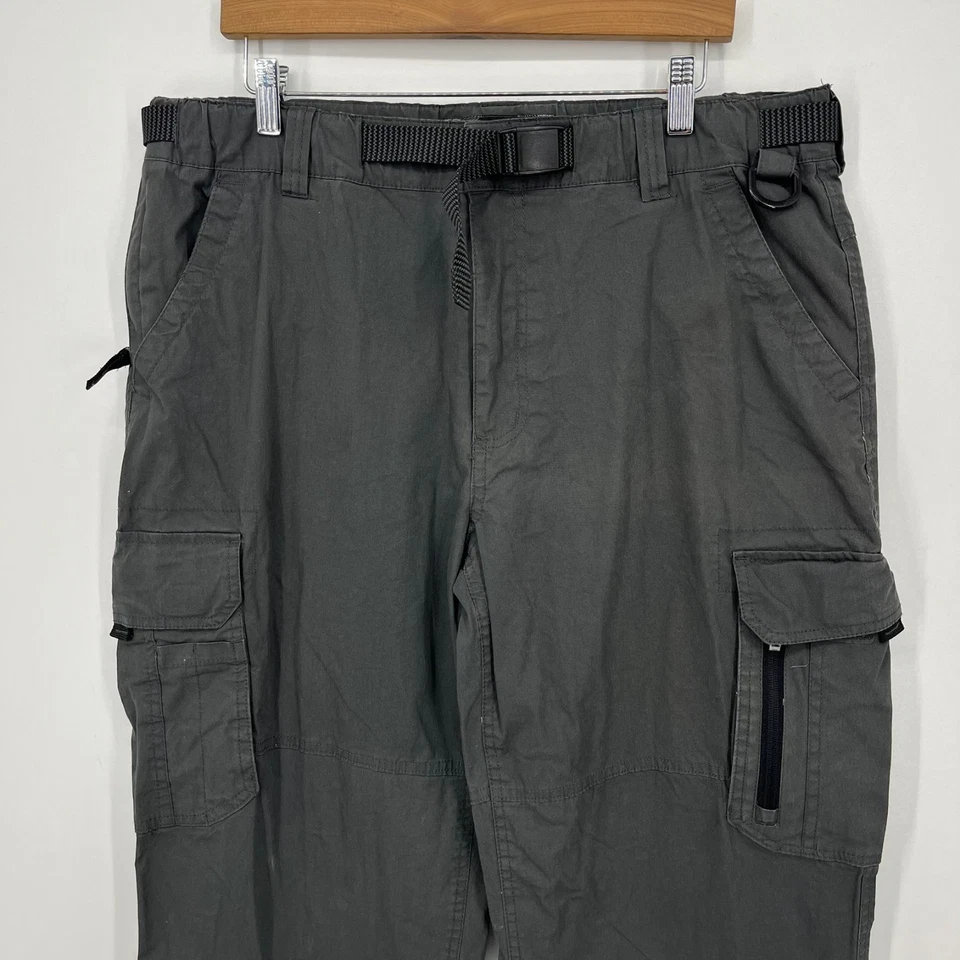 BC Clothing Cargo Pants Men's Size L Gray Belted Tactical Pockets Solid - Image 2 of 4
