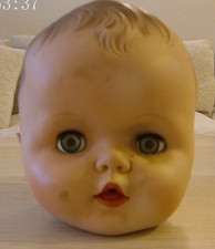 Vintage Large Molded Hair Doll Head Sleep Eyes Zombie Baby Halloween Parts Repai