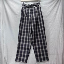 Urban Outfitters Women's Pants Size XSmall Pleated Black/Offwhite Plaid Belted  