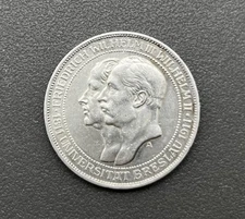 900/- Silbermünze, 3 Mark, Wilhelm III. Wilhelm II. Universität Breslau, 1911, A