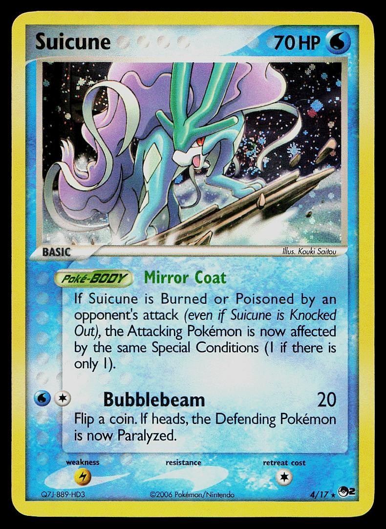 Pokemon Card POP Series 2 Suicune 4/17 Holo Rare SWIRL