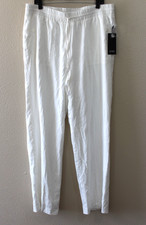 Jones New York Womens White Linen Blend Pull On Pants L NWT FLAW