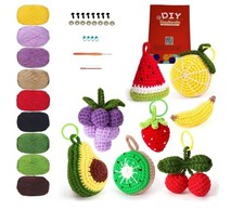8PCS Fruit Crochet Kit Beginner Amigurumi Starter w/ Video Tutorial Adults Kids