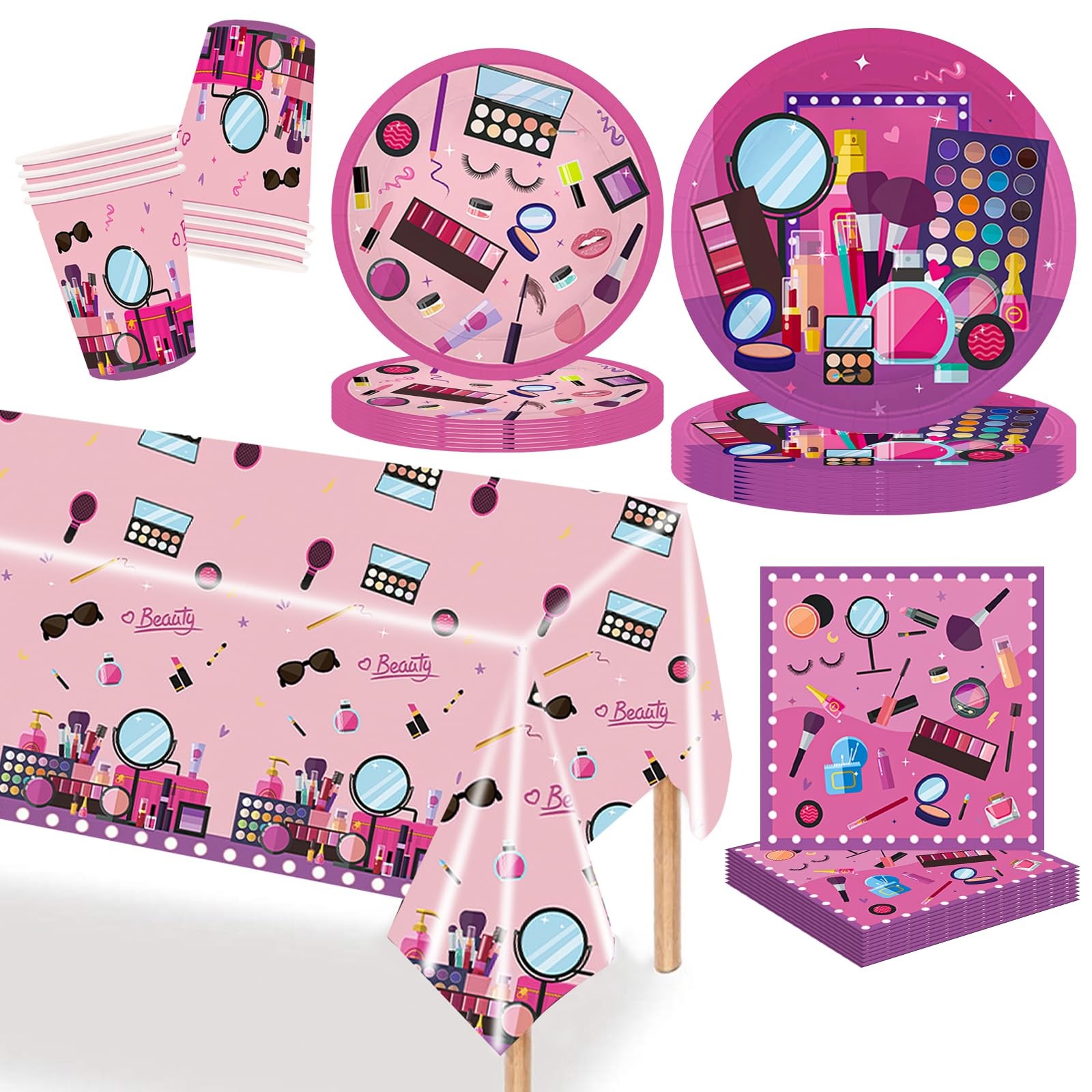 Set de Vaisselle Thématique SPA en Carton Épais Recyclable de 51 Pièces pour Table Festive