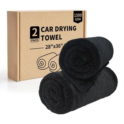 2-Pack Car Drying Towel (28'' x 36''),1500 GSM Double Sided Microfiber Towels f...