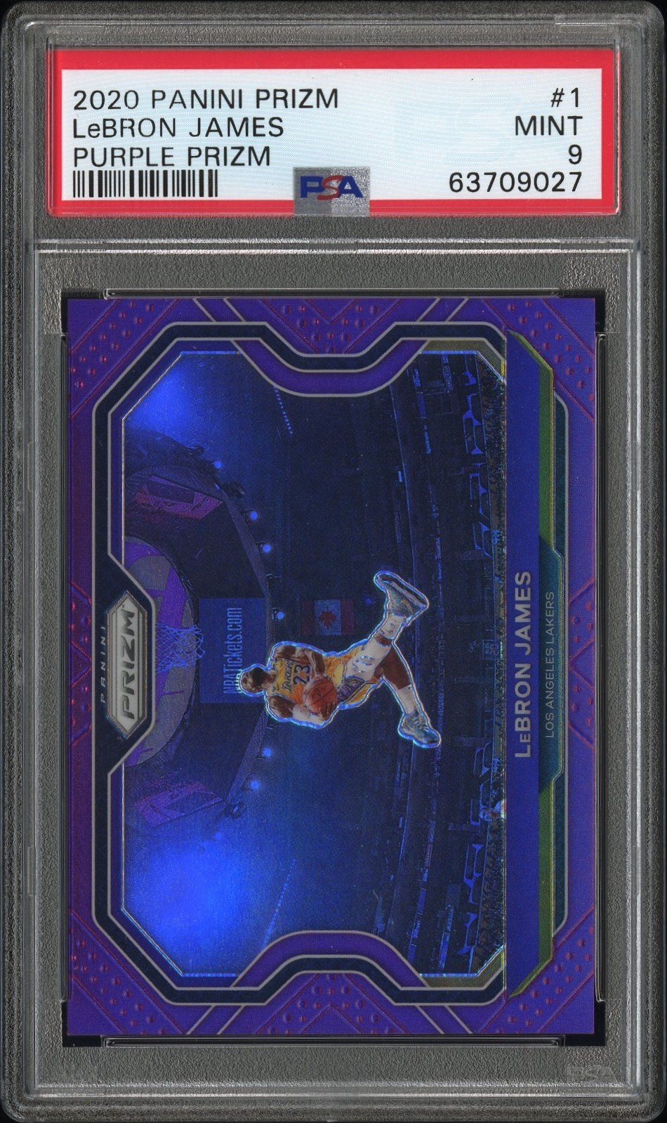 2020-21 Panini Prizm LeBron James #1 Purple Prizm Kobe Tribute /99