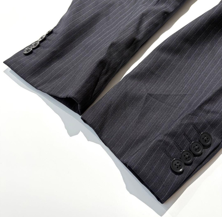 Armani Collezioni 90s Stripe Wool Suit Set Navy Made In Italy 50R Rare image 6