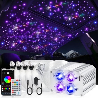Car Starlight Headliner Kit, 4 Colors 32W Twinkle & Meteor Star Ceiling Light...
