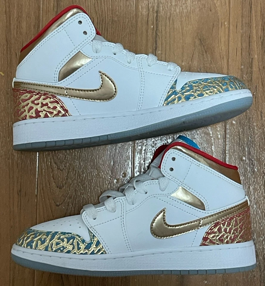 Nike Air Jordan 1 Unreleased Sample Sz 3.5y Hi Mid Gold MVP Exclusive Lot Dpoy - Image 4 of 4