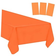 3 Pack Plastic Tablecloths Disposable Plastic Table Cloths 54inx108in Orange