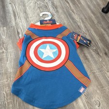 Dog Shirt Medium Apparel Outerwear Marvel Warm Blue Red Cotton Blend