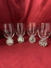 Caleo Crystal Wine Glasses Shatter Ball Stem/Base 6.5” Tall Set of 4 “UNIQUE”