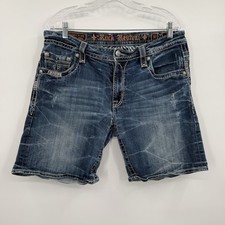 Rock Revival Shorts Womens 32 Blue Lydia Easy Embroidered Denim Embellished