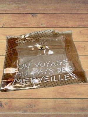 HERMES Kelly Clear Handbag Vinyl Kelly Logo Tote Bag Used
