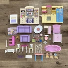 Lot Of Vintage 2002 Mattel Barbie Play Kitchen Bathroom Living Room Accessories