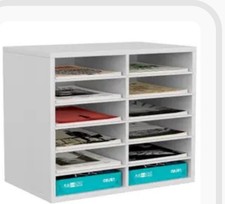 EasyPAG Wood Desktop 9 Tier 27 Compartments A4 Filing Tray Office Desk Tidy Mail