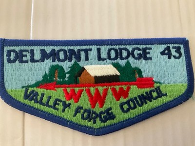 Delmont Lodge 43 OA Flap Plastic Back Vigil Honor Blue Valley Forge Council