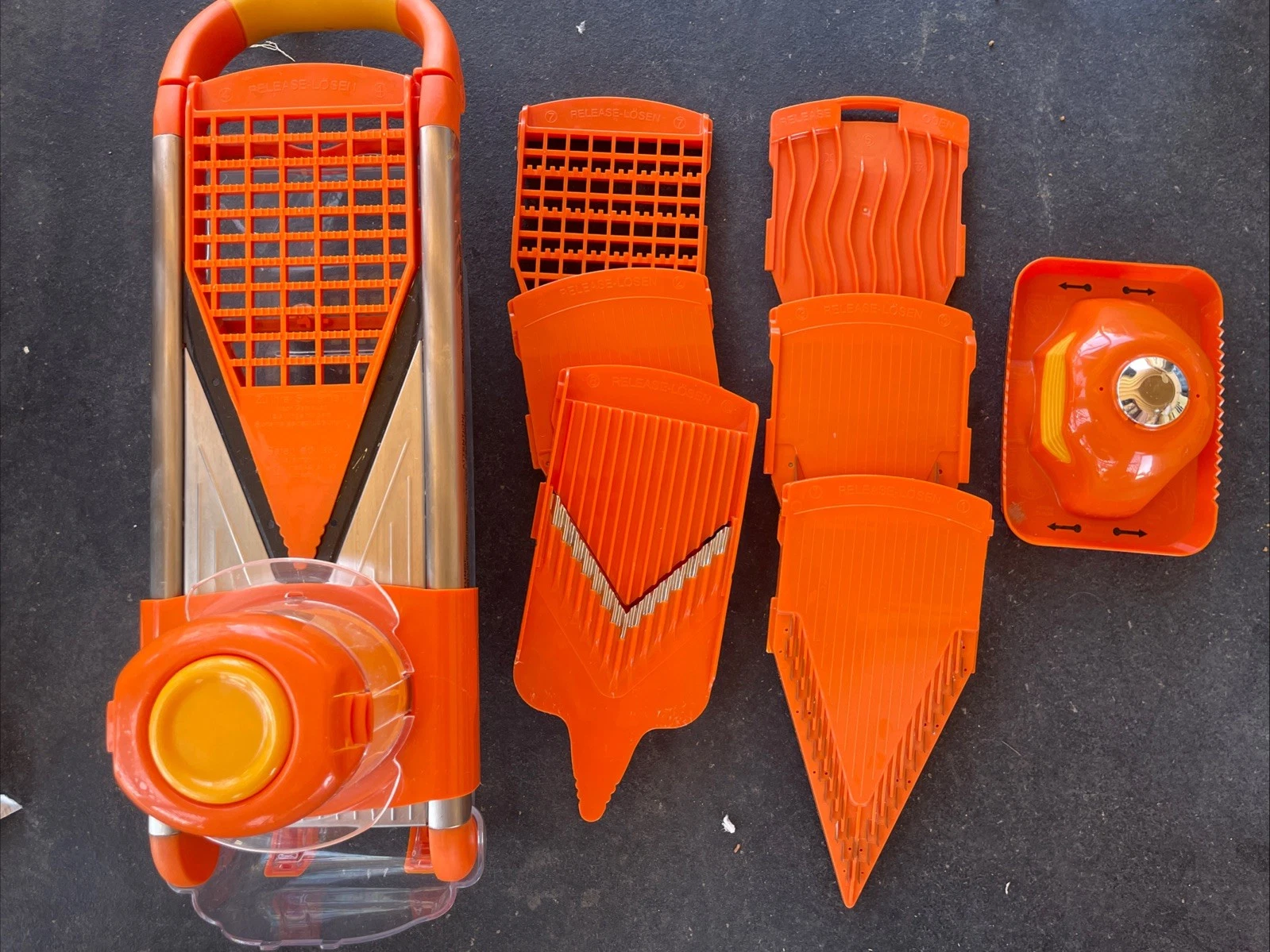 Stainless Steel Orange Plastic Mandolin Slicer Grater 11 Pieces