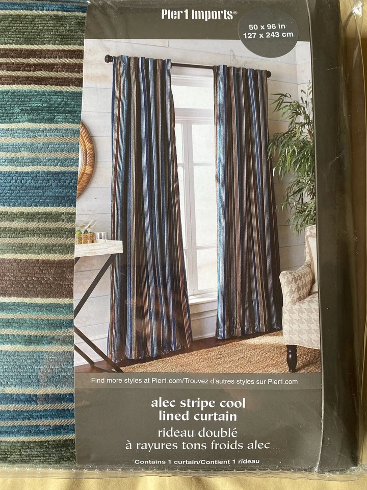Pier 1 Imports Curtains New In The Package Alec Stripe Cool Lined 50x96in - Image 3 of 4