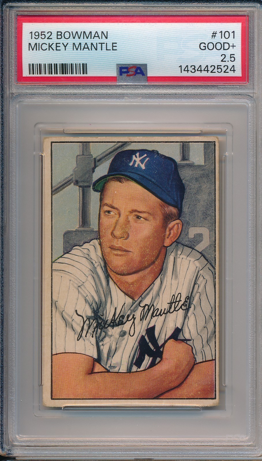 1952 BOWMAN #101 MICKEY MANTLE - PSA 2.5 GD+ (SVSC) FRESHLY GRADED!