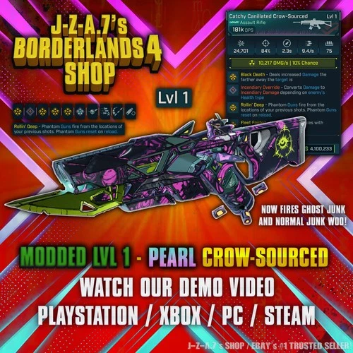 Borderlands 4✨ MODDED LEVEL ONE PEARLESCENT CROW-SOURCED AR BL4 ✅PC-PS-XBOX✨