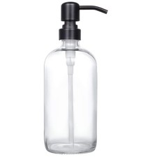 Clear Glass Jar Soap Dispenser With Matte Black Pump16oz Round Bottle Dispenser