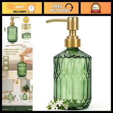 Eco-Friendly Green Glass Soap Dispenser 15.4 Oz with Rust-Proof Pump for Kitchen
