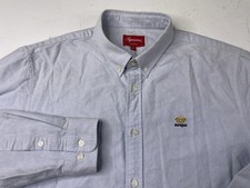 Supreme Flannel Oxford Shirt Light Blue Medium FW 19 Long Sleeve Button Down